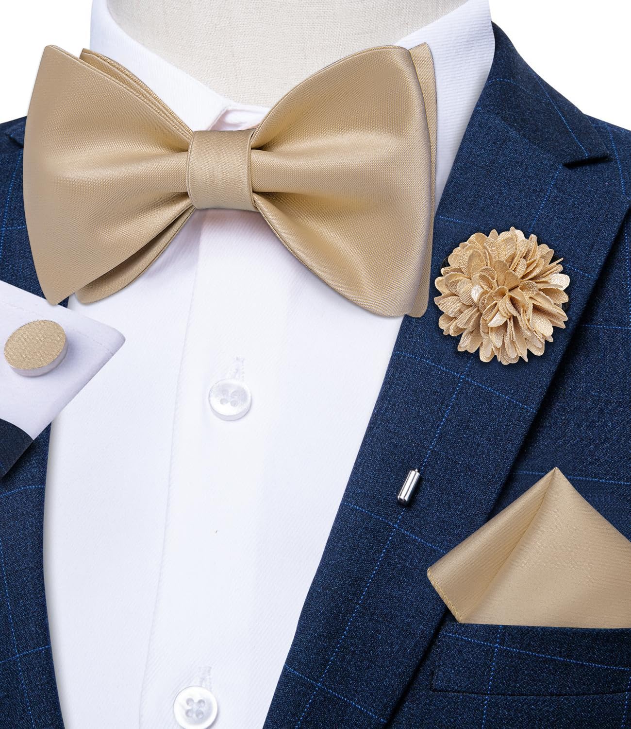 DiBanGu Satin Bow tie Self-Tied Bowtie Set for Men Wedding Prom
