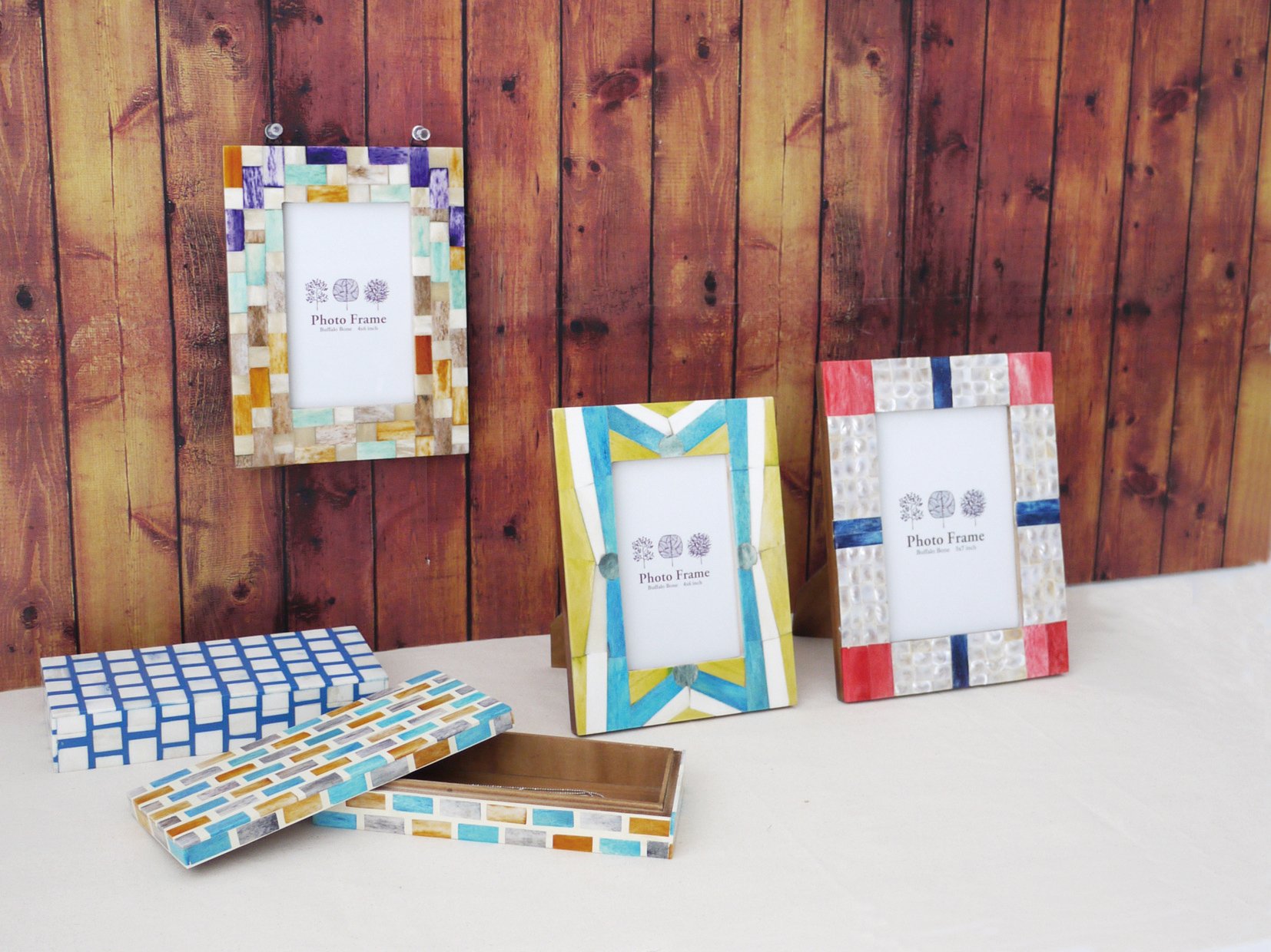 Amazon｜現代百貨 小物入れ モザイク レクタングルボックス ブルー