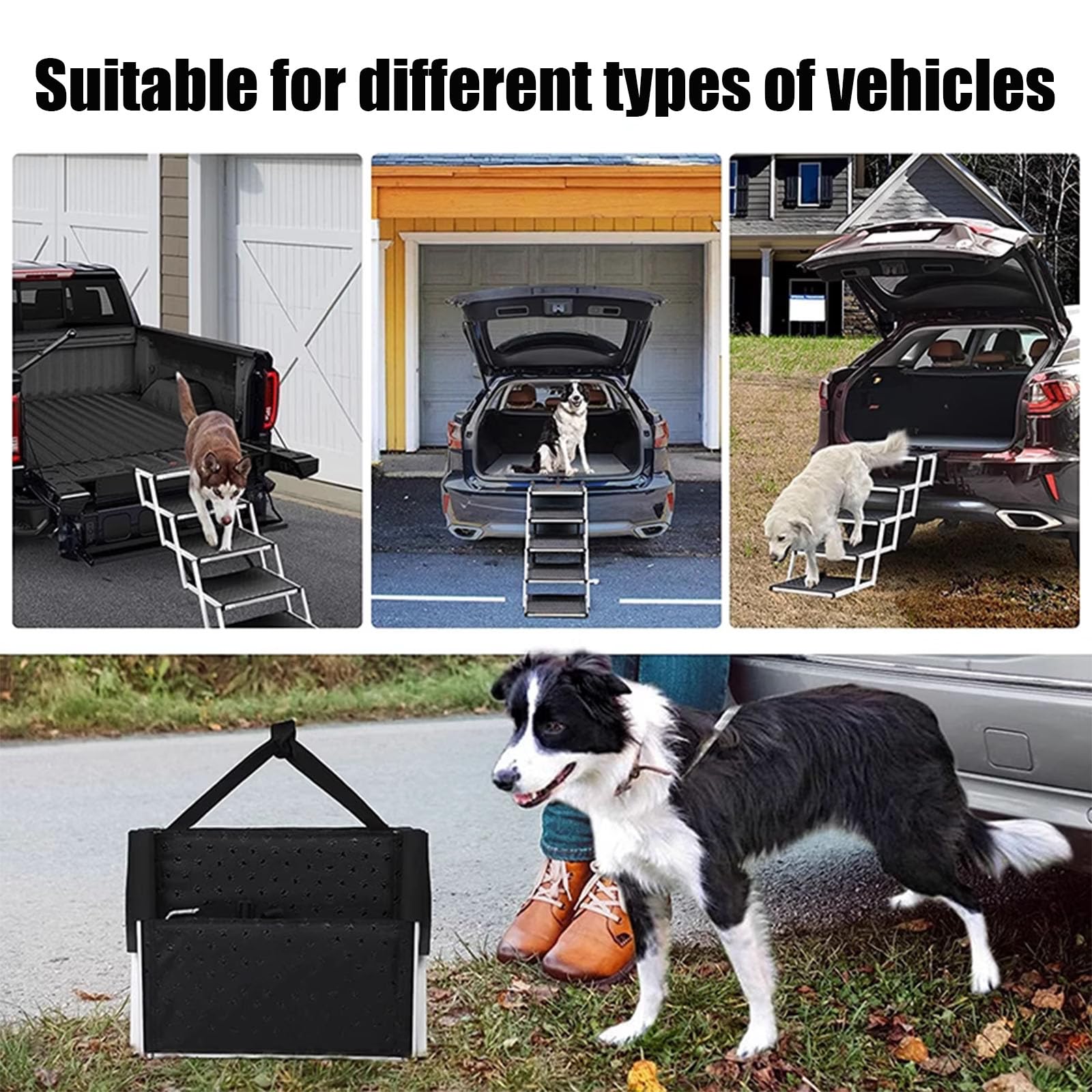 Amazon | 折りたたみ式中大型犬用階段、車までの犬用はしご、SUV 