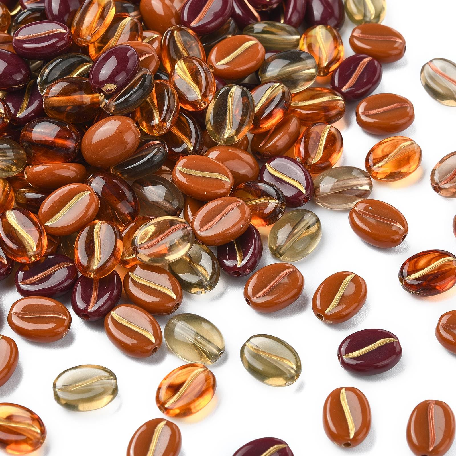 Airssory 200 pcs Mixed Colors Coffee Bean Acrylic Beads Imitation Drink Food Beads for DIY Jewellery Bracelet Necklace Earring Crafts Bag Keychain Embellishments