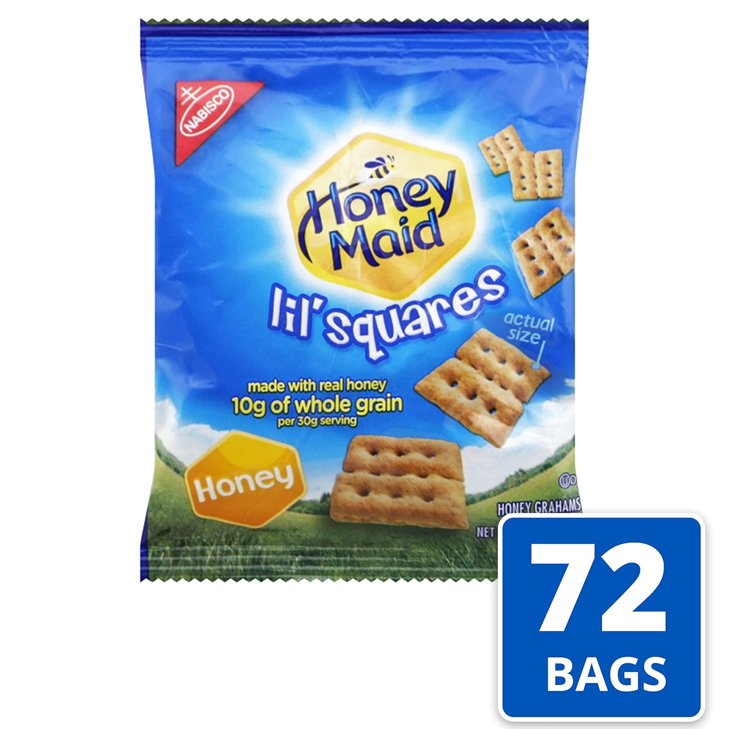 Honey Maid Lil' Squares Honey Graham Crackers, Bulk Lunch Snacks, 72 - 1.06 oz Snack Packs