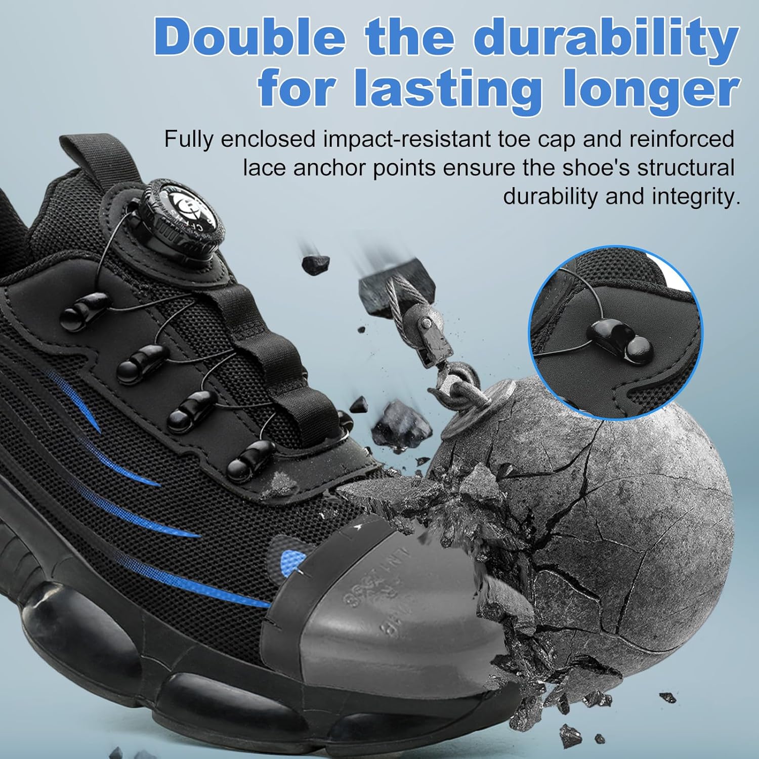 Safety Shoes with Knob Adjustment for Men & Women - Steel Toe Sneakers New for 2026, Non slip Resistant Work Shoes, Lightweight Breathable & All-Day Comfort for Construction, Warehouse, Industrial Use - Image 5