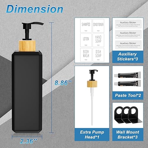 Vista 11 de VITVITI Dispensador de champú y acondicionador, dispensador de jabón de ducha recargable de 17 onzas montado en la pared, botellas de ducha