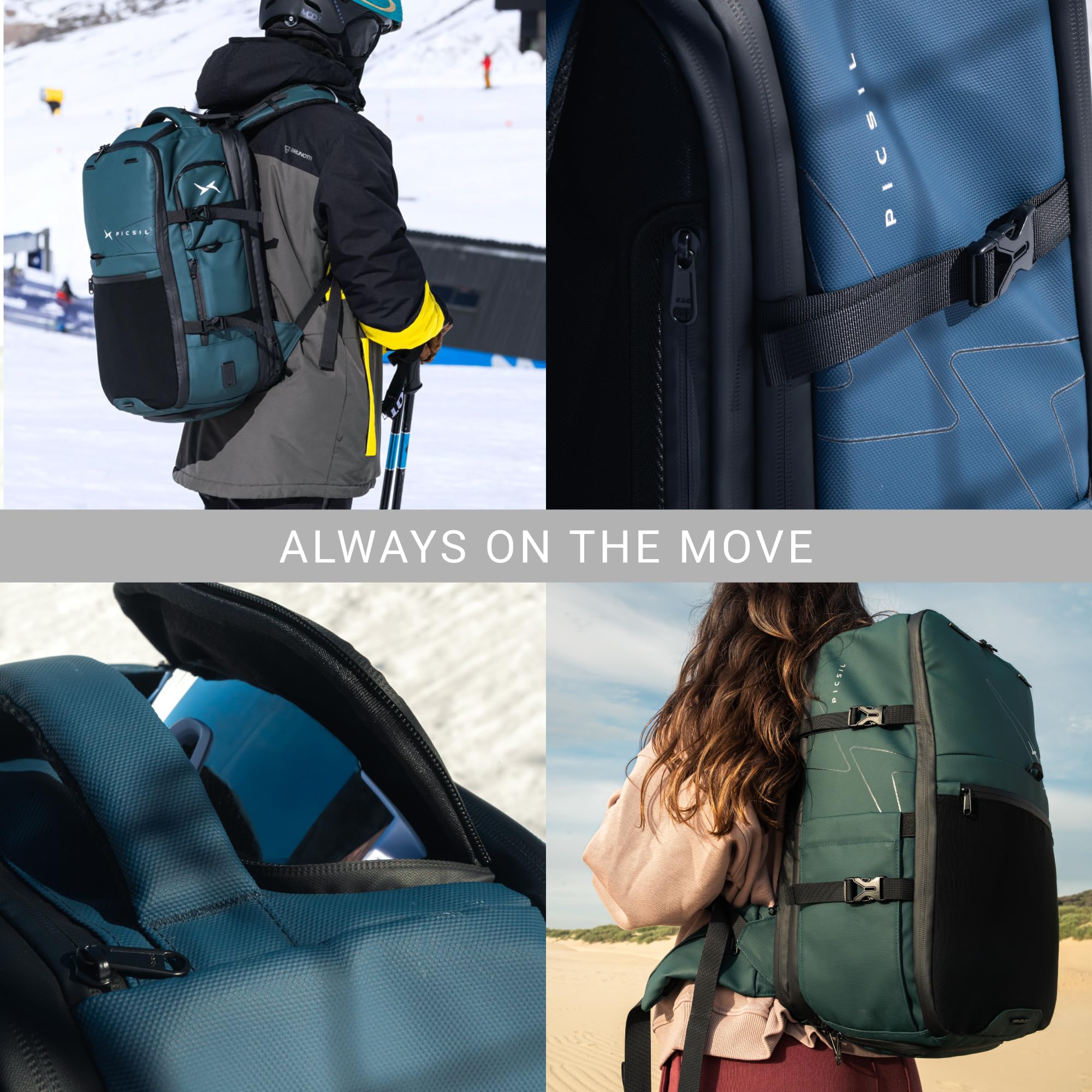 PICSIL Horizon Plecak Podróżny - Rozszerzalny 26L-33L Torba Kabinowa - Wodoodporny Pokrowiec na Laptopa 15/15,6 cala z Przegródką na Buty - Bagaż Podręczny na Podróże i Siłownię - Moss