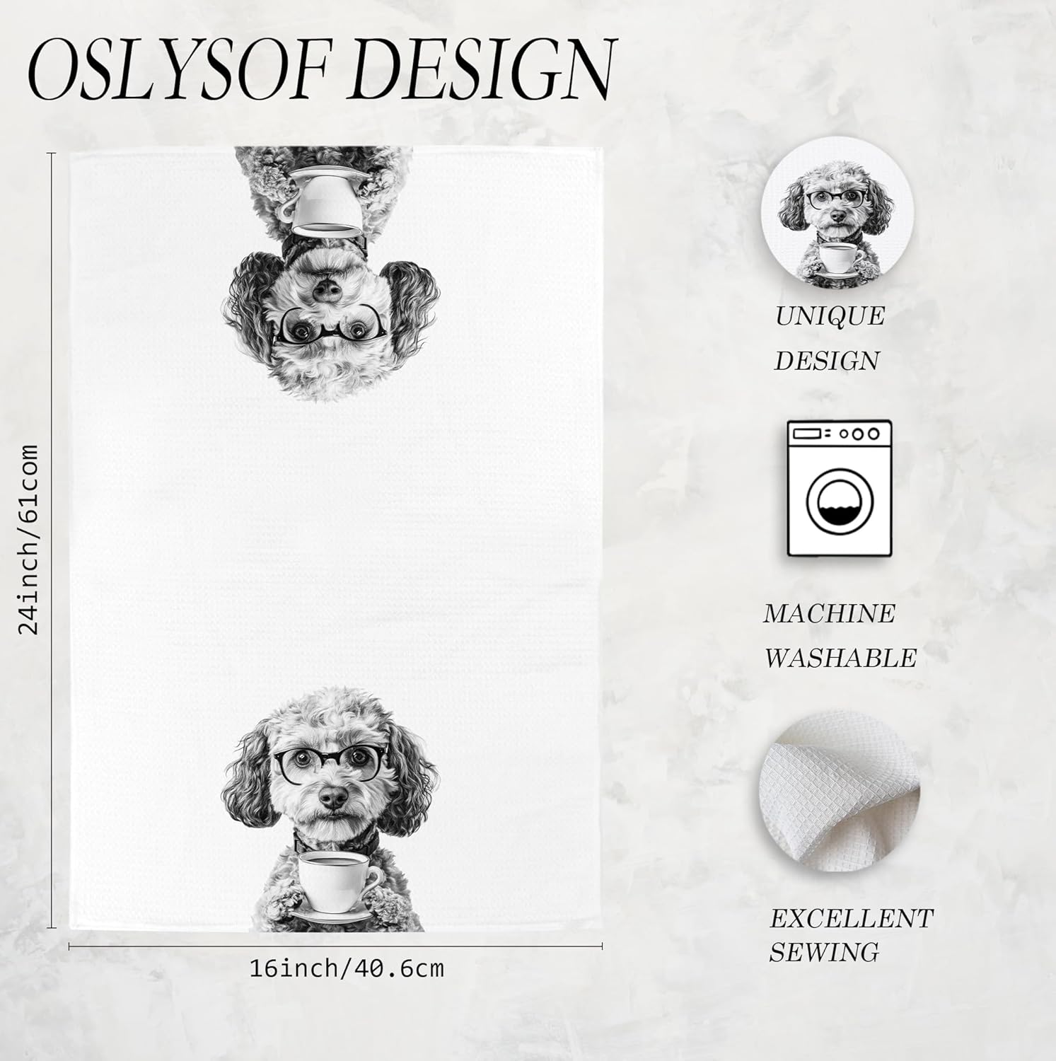 Funny Poodle Kitchen Towels, Poodle Gifts for Women Dish Tea Towels, Black and White Dog Lovers Owner Gifts Hand Towel for Kitchen, Coffee Bar Station Decor, 16x24 Inch - Image 7