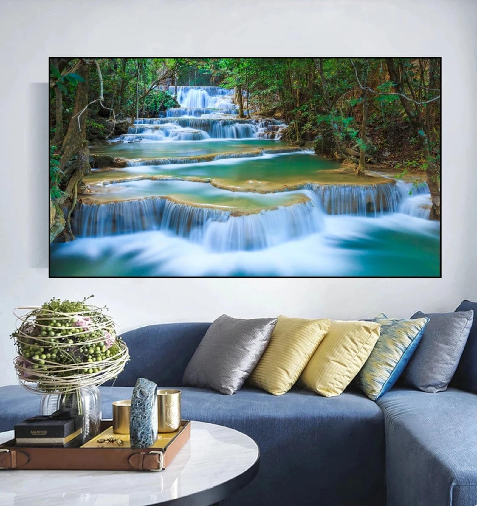 Tableau cascade grand format pour décorer mur salon vide - 8