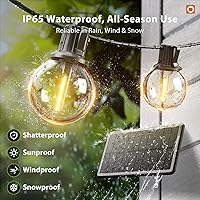 Vista 5 de addlon Cadena de luces solares para exteriores de 25 pies con alimentación solar, resistente al agua con control remoto, cadena de luces solares