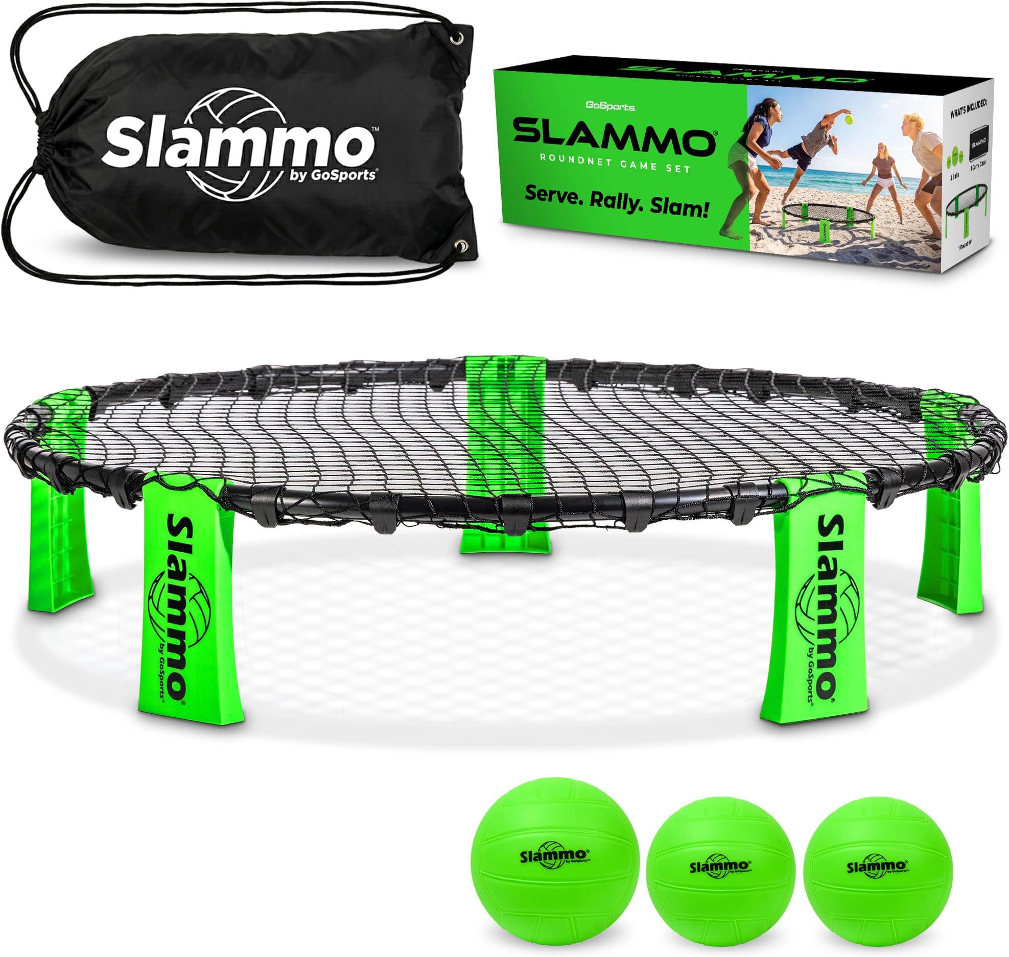 GoSports Slammo Game Set (Includes 3 Balls, Carrying Case and Rules) - Outdoor Lawn, Beach & Tailgating Roundnet Game