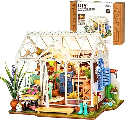 Rolife Kit de casa de muñecas en miniatura para adultos, kit de modelo de mini invernadero, mini cosas, kits de manualidades para adultos, kit de