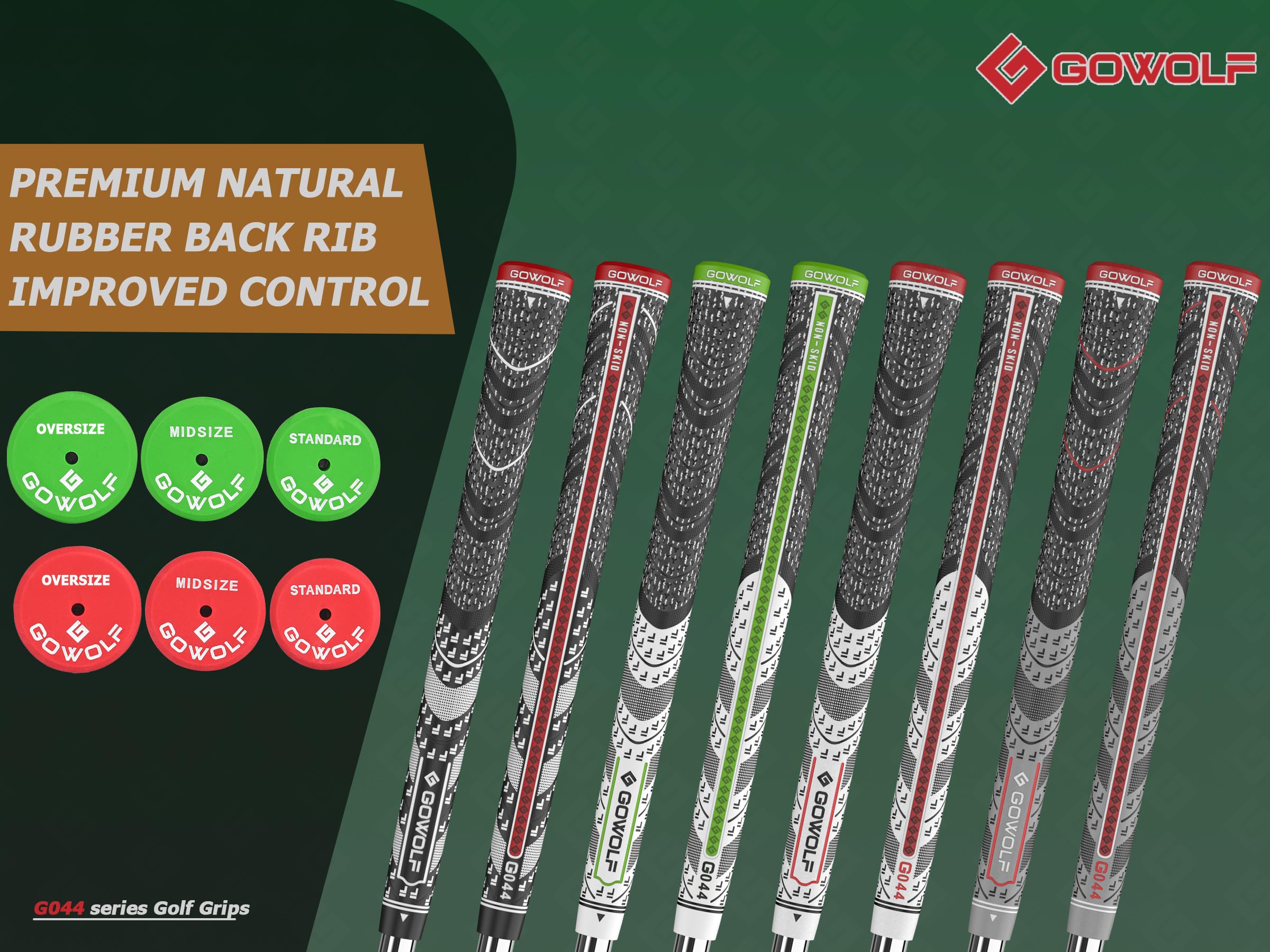 Gowolf Hochwertige Golfschlägergriffe aus natürlichem Gummi, verbesserte Kontrolle, Multi-Compound-Hybrid-Golfschlägergriffe, 13 Stück