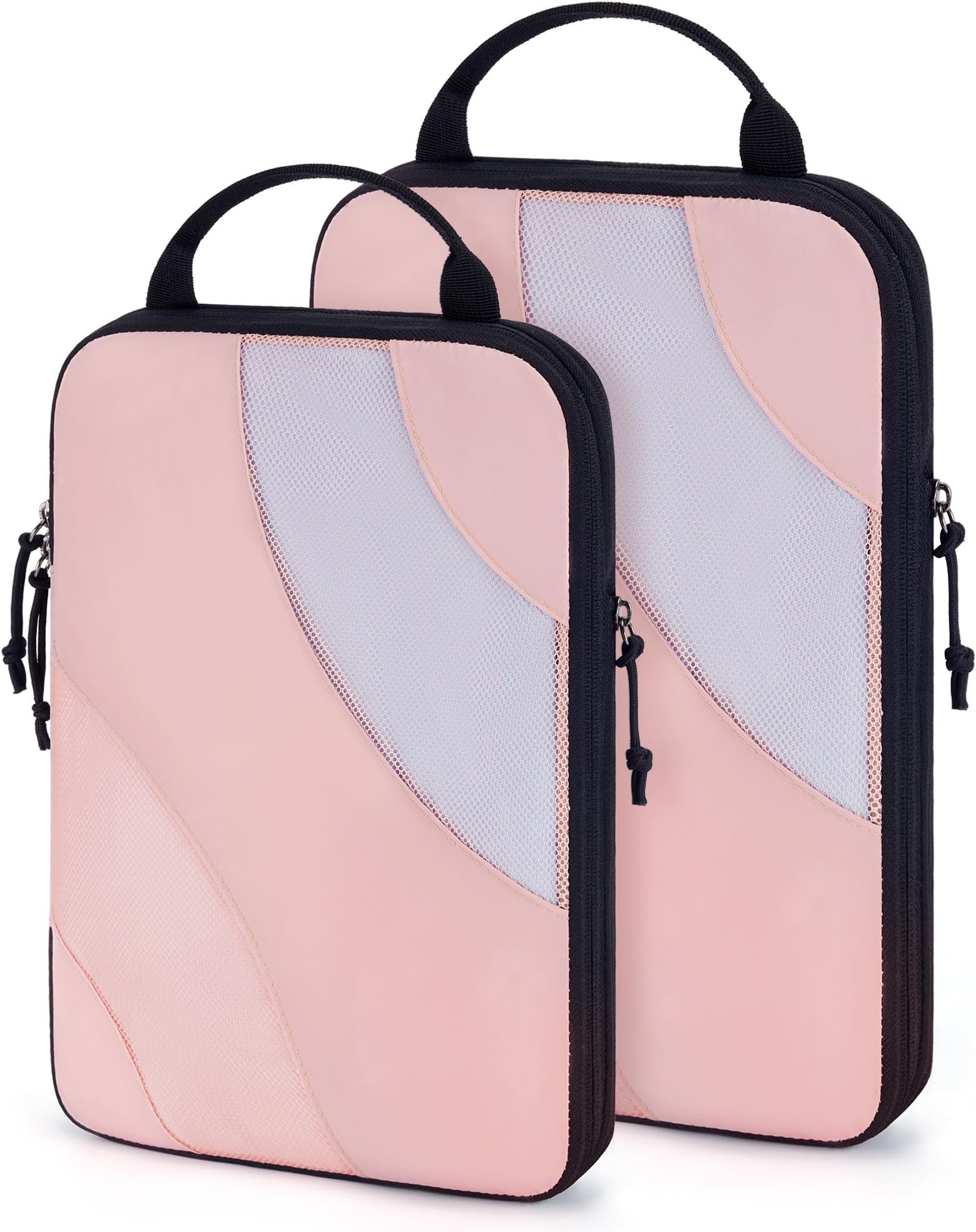 BAGSMART Compression Packing Cubes, 2 Set Travel Packing Cubes for Carry on Suitcases, Compression Suitcase Organizers Bag Set & Travel Cubes for Luggage, Lightweight Packing Organizers Baby Pink
