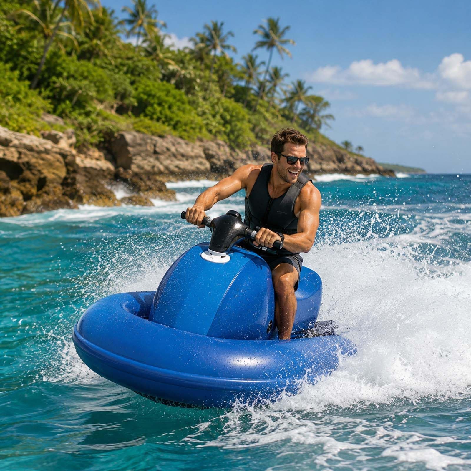 QFGain Electric Inflatable Boat with 700W Thruster, 16Ah Battery, Up to 9 km/h Speed and Foldable Motorized Kayak for Lakes, SUP and Diving Boat+500W16A
