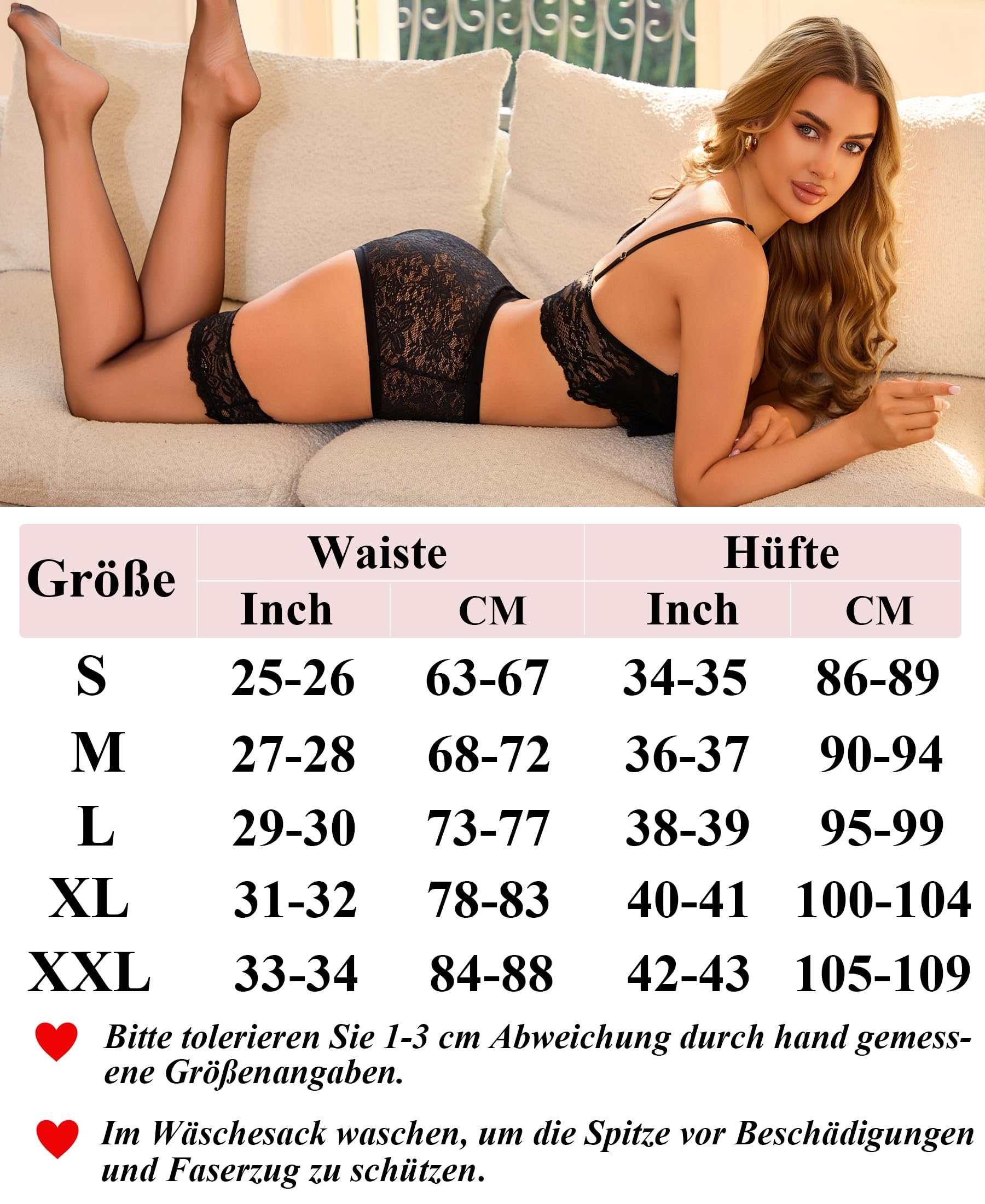 ALL OF ME Majtki damskie Bielizna Koronkowa Bielizna damska Sexy High Size Majtki Zestaw miękkich i wygodnych majtek Zestaw 5 sztuk S-XXL