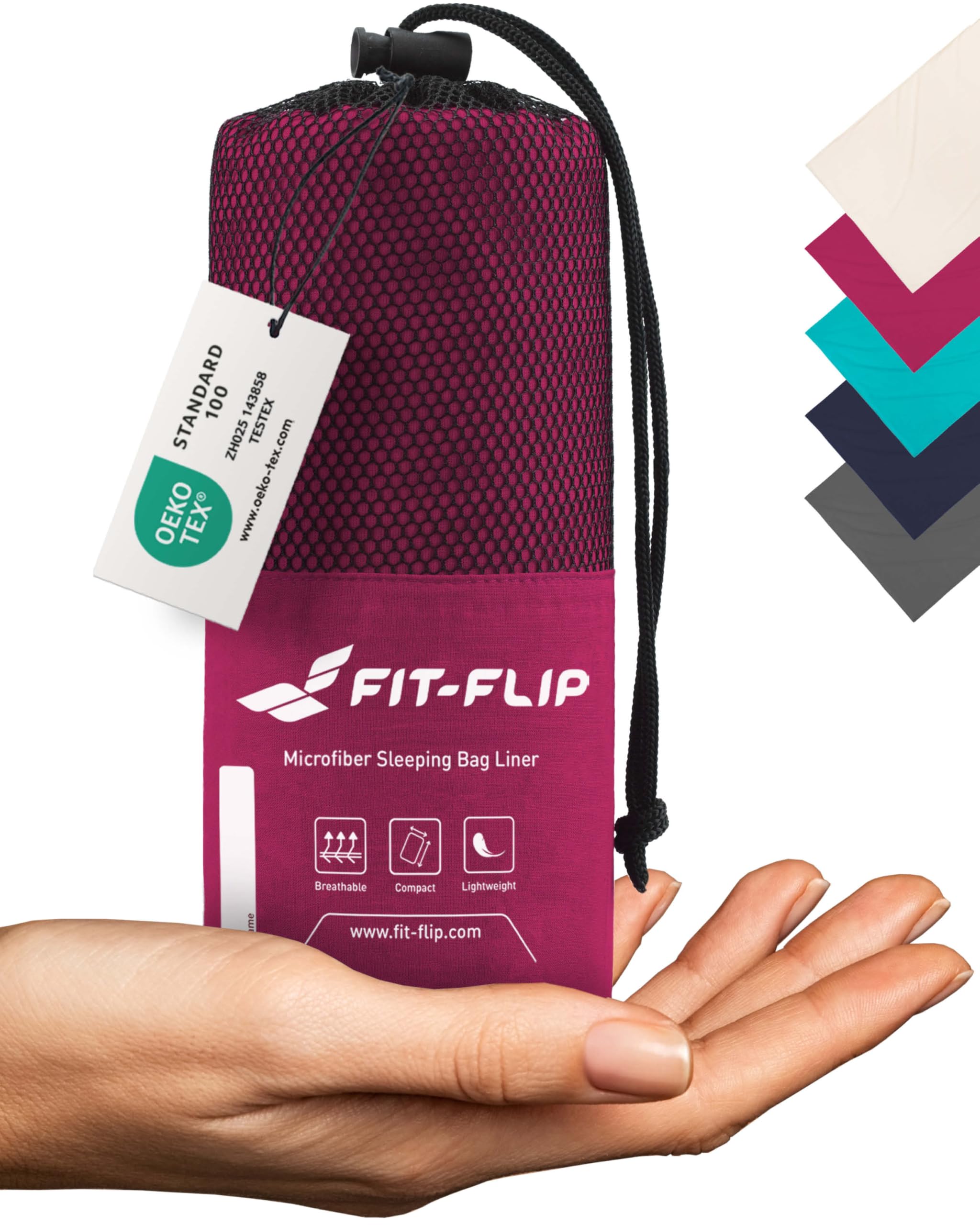 Fit-Flip Sacco Lenzuolo da Viaggio - 100% Cotone o Microfibra - Sacco a pelo con scomparto per cuscino - Sacco Letto singolo ultraleggero e compatto - Sacco a Pelo leggero Estivo