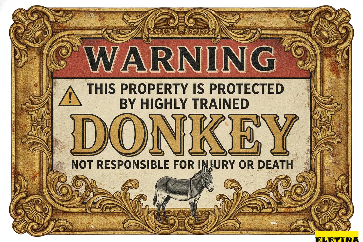 Tin Sign for Man Cave Warning This Property Is Protected By A Highly Trained Donkey Tin S Yard Funny Yard S 8x12in Private Decorative