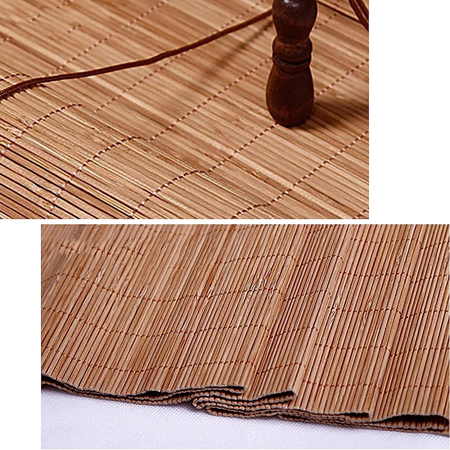 Store enrouleur occultant for fenêtre, rideau en bois filtrant la lumière, stores enrouleurs occultants en bambou carbonisé, traitement de fenêtre d'intimité, for la maison, le jardin, l'intérieur, l'