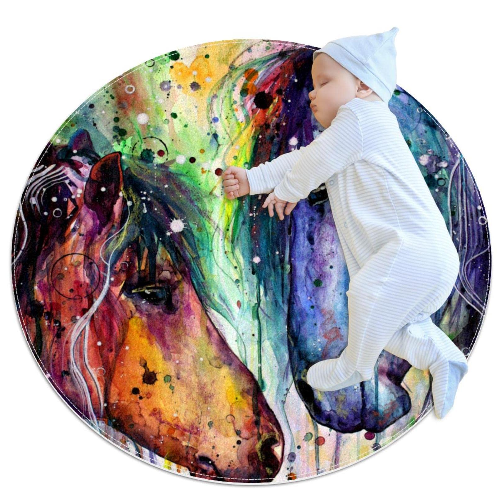 Tapis rond pour enfants JDEZ idéal pour animer la chambre