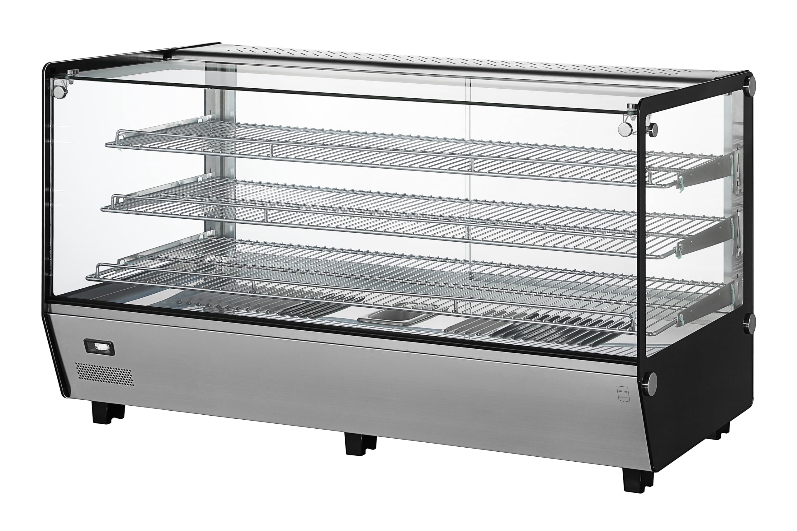 METRO Professional Vetrina riscaldante GHV1200R, acciaio inox/vetro, 121.9 x 56.8 x 68.6 cm, 210 L, temperatura: da +30 a +90°C, 1800 W, 3 ripiani, argento
