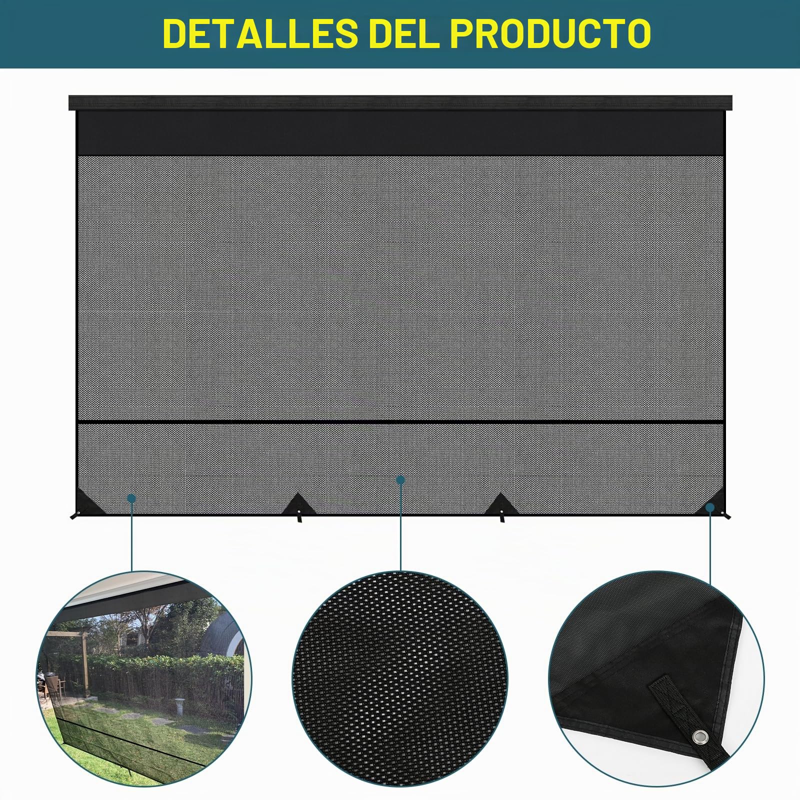 Protección Solar para Autocaravana 3,4 x 2,1 m, Toldo Universal Pantalla Privacidad, Pantalla de pared Frontal, Protección Solar, pared Lateral, para Caravana, Camping, tienda de campaña de privacidad