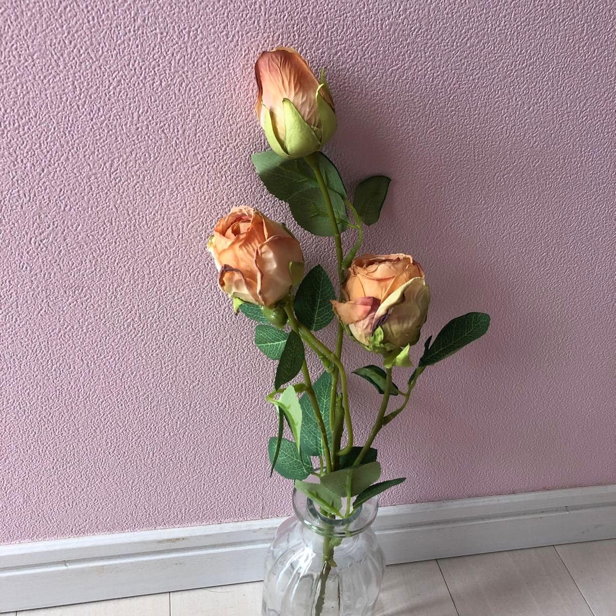 Amazon | 造花 薔薇 バラ 一輪挿し ドライ風 秋 ローズ ドライフラワー 