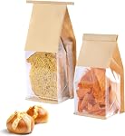 50 Pack Cookie Bags Packaging, DAJLFA Small Bakery Bags with Window, Tin Tie Tab Lock, Great for Muffin, Homemade Granola, Popcorn, Candies (3.9 * 3 * 9.2 Inches)