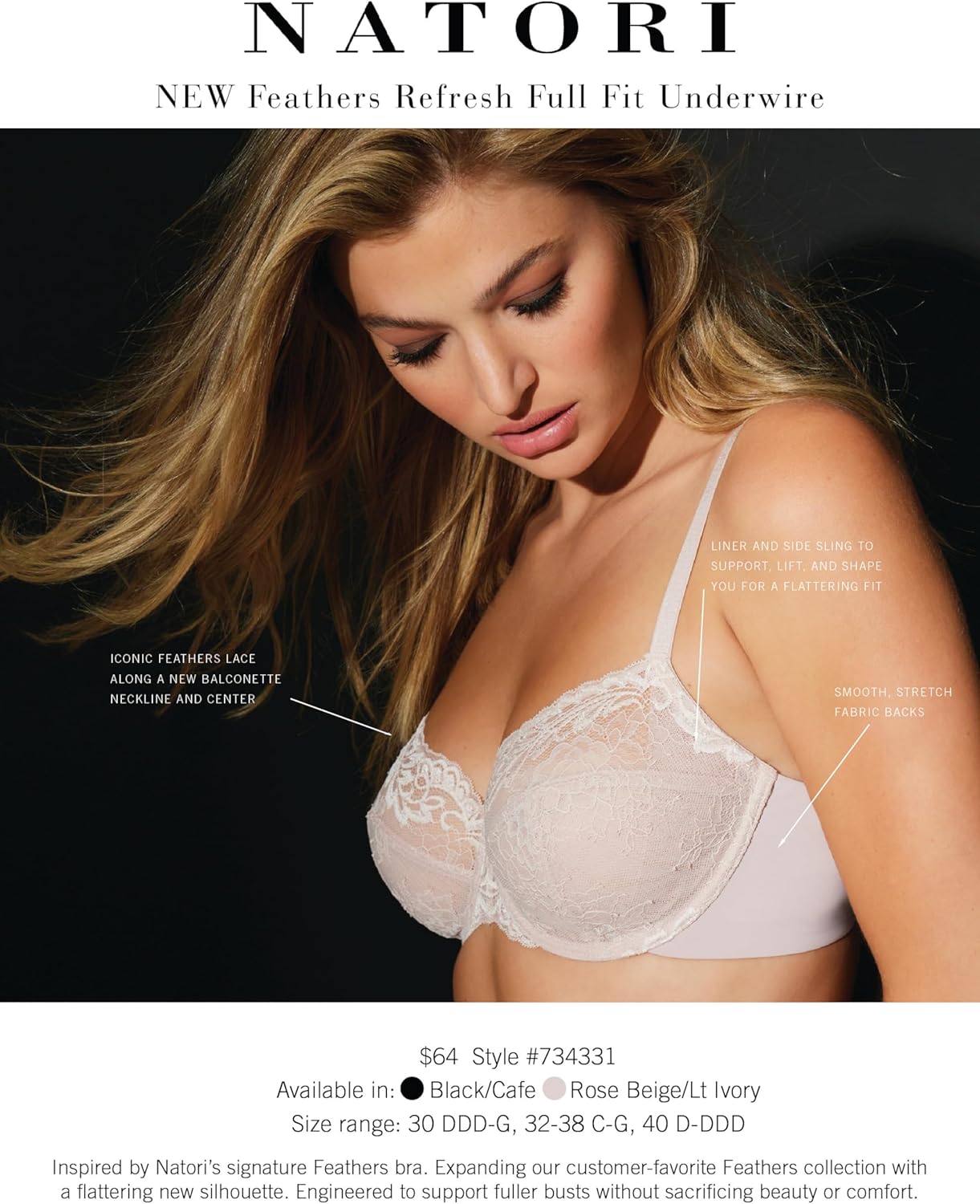 Natori Womens Feathers Refresh Full Fit Underwire - Image 5