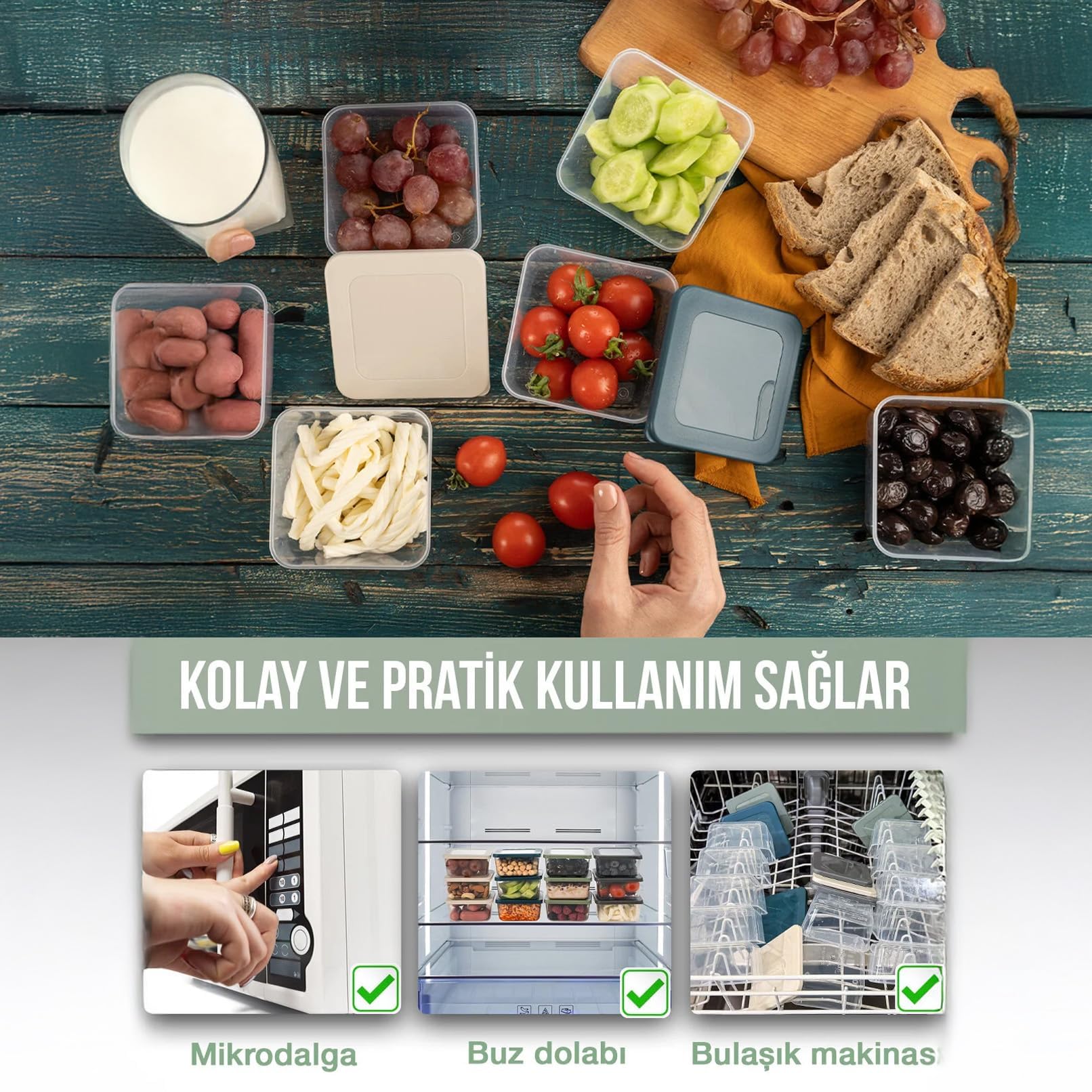 Kare Şekilli Mini Saklama Kabı Küçük Kapaklı Çok Renkli Pratik Amaçlı Kap Takımı Erzak Çerez Piknik Gıda Kabı Kahvaltılık Set (4)