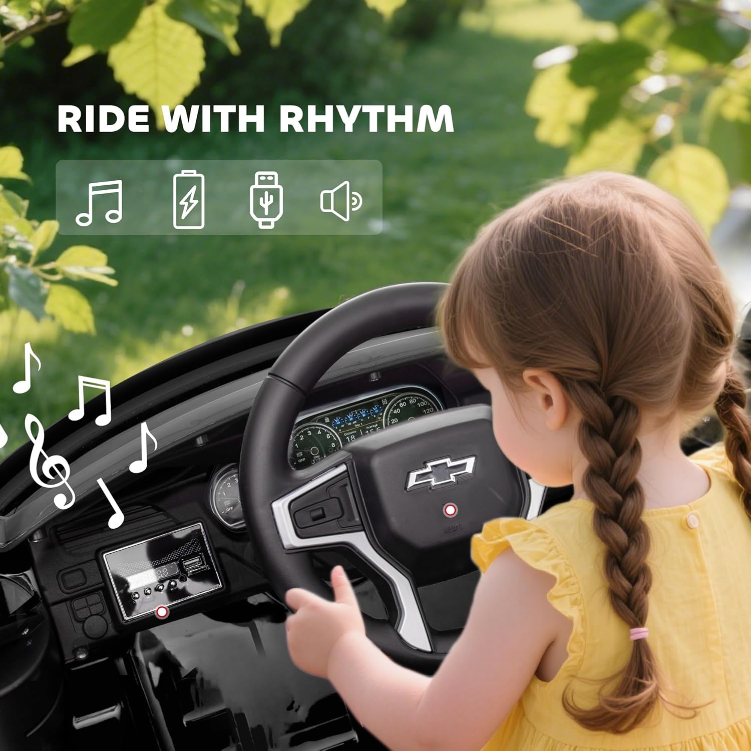 Aosom Licensed Chevrolet Tahoe Ride On Car, 12V 7AH Battery Power Ride On Toy with Parent Remote Control, LED Lights, Music, 4 Wheeler Suspension, 3 Speeds, Kids Electric Vehicle for Aged 3+, Black