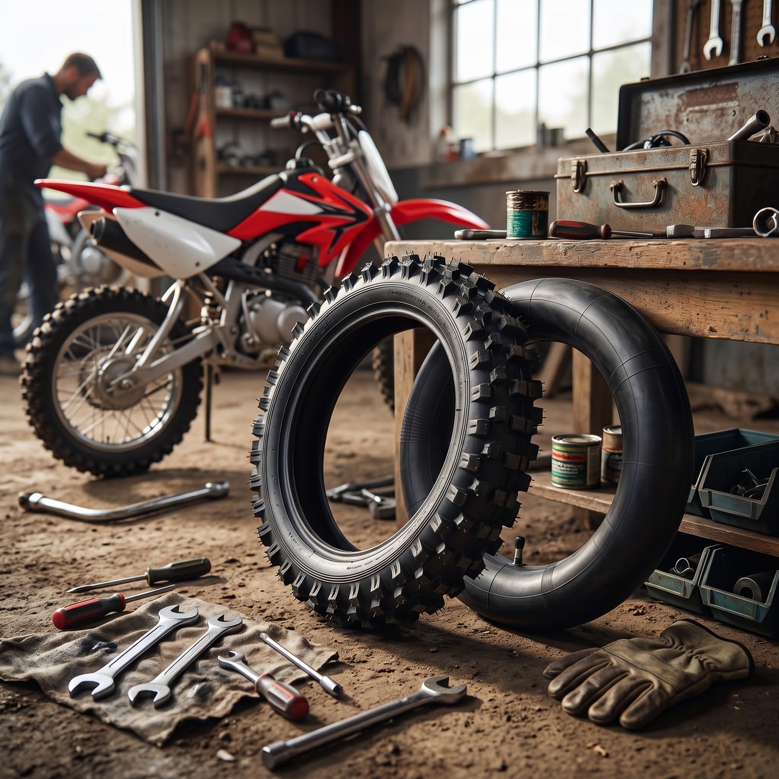 Neumático 2.50-10 con Cámara de Aire para Moto de Cross, Neumáticos Off Road de Caucho Butilo, Juego de Ruedas Antideslizantes, Diseño Engrosado Resistente al Desgaste para CRF50