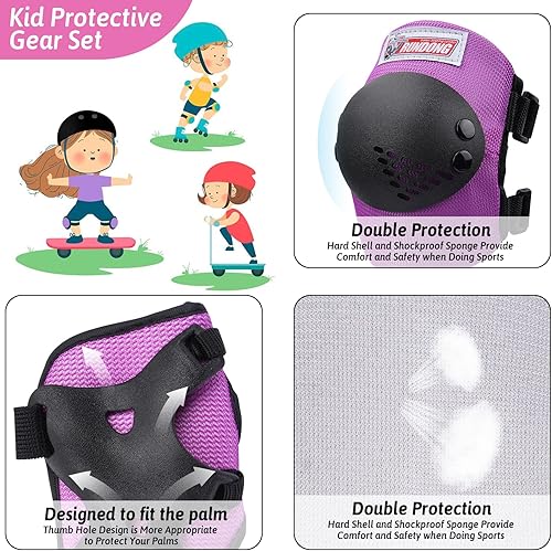 Miniatura 3 de Casco de jinete y rodilleras, coderas, muñequeras, equipo de protección para niños de 3 a 15 años, patinaje sobre ruedas, scooters, ciclismo,