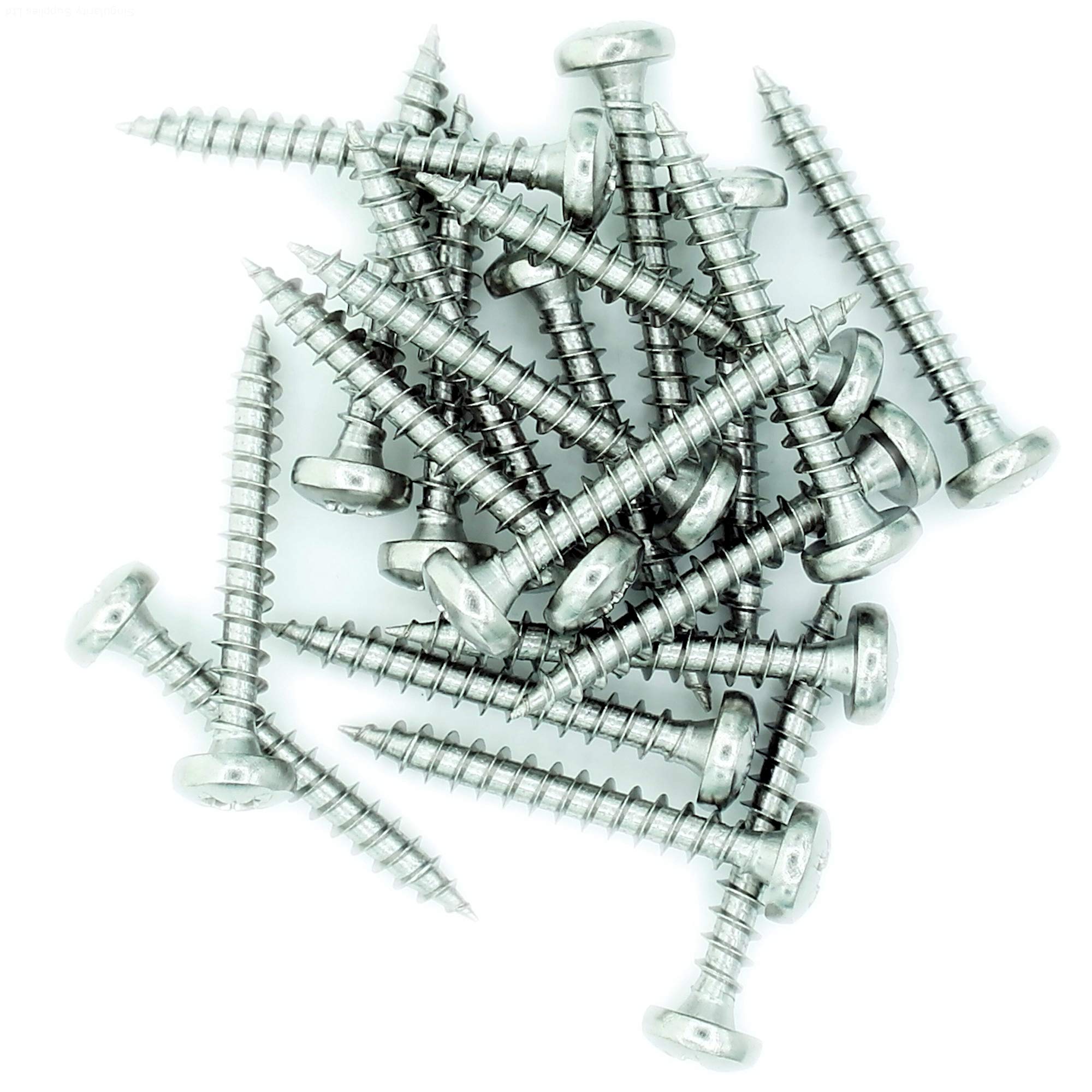 Singularity Supplies No.4 X 0.65 (3Mm X 16Mm) Pozi Pan Chipboard Screw - Stainless Steel (A2) (Pack Of 20)