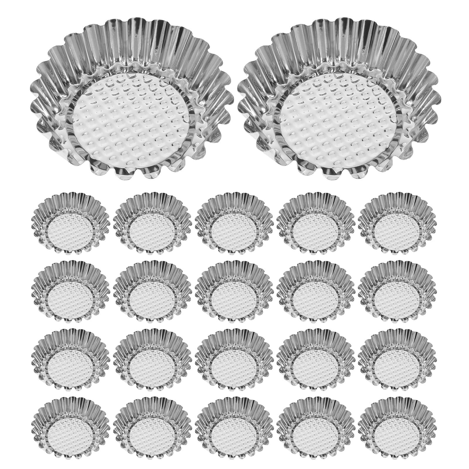 IMIKEYA 30 Piezas Molde para Pastel de Acero Inoxidable Moldes Antiadherentes para Tartas y Cupcakes Borde Enrollado para Hornear Tartas de Huevo y Muffins Casa