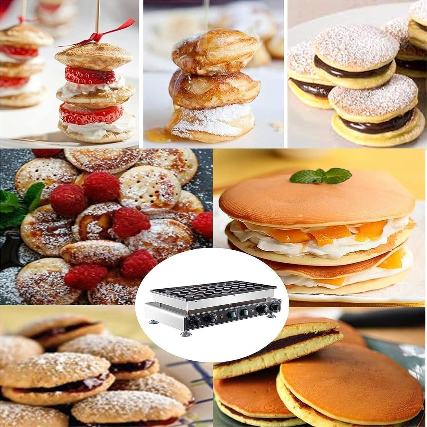 Mini Dutch Pancake Baker， Mini Pancake Maker ， Pancake Baker Gas 50 Holes Sandwich Cake Commercial Biscuit Waffle Maker