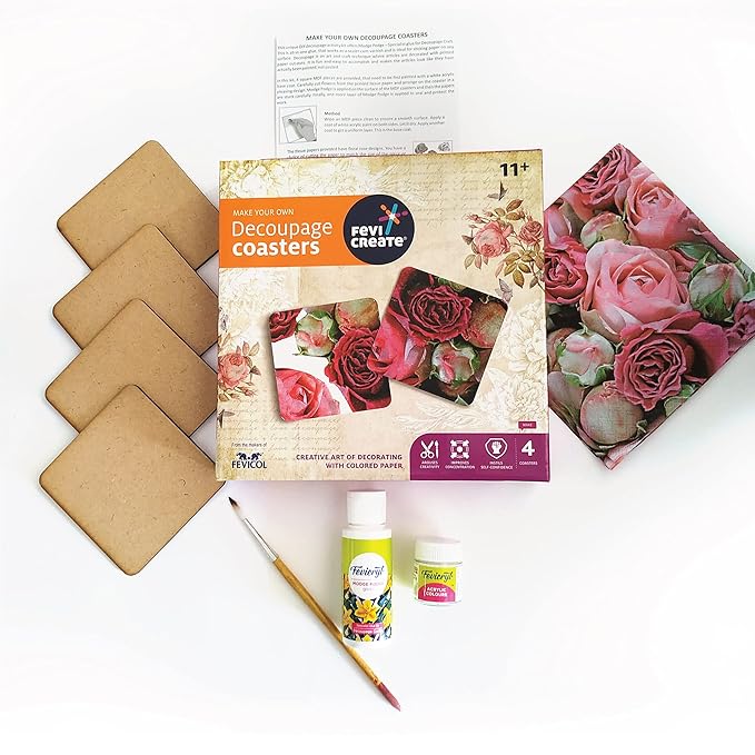 Buy Pidilite Fevicreate Make Your Own Decoupage Coasters Kit, Paper Cut