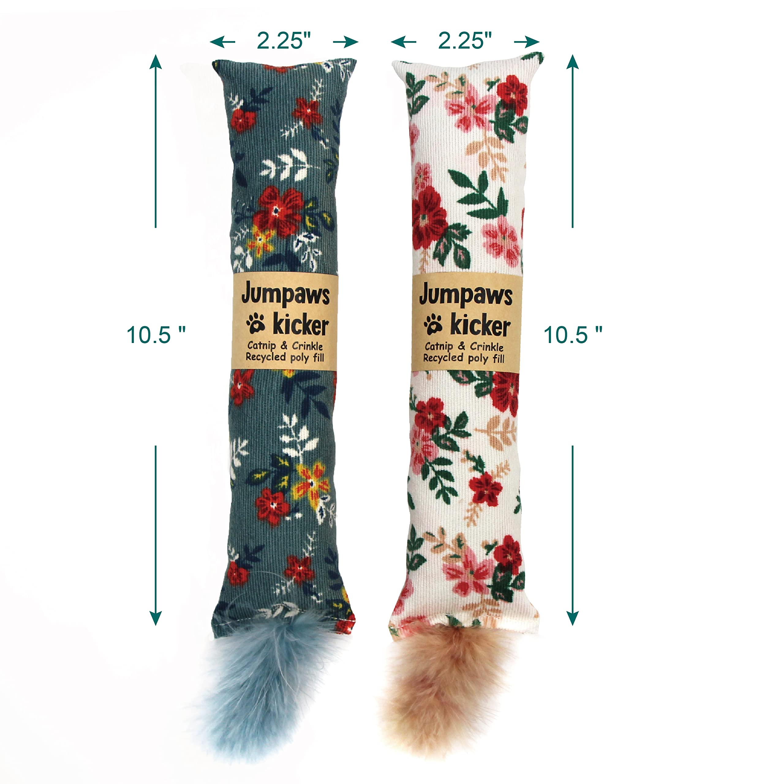 Jumpaws 2 sztuki, naturalna interaktywna kocimiętka i Silvervine kopaczka dla kota z piórami, odporna na gryzienia, kopaczka marszcząca, akcesoria dla kota domowego, kwiatowy