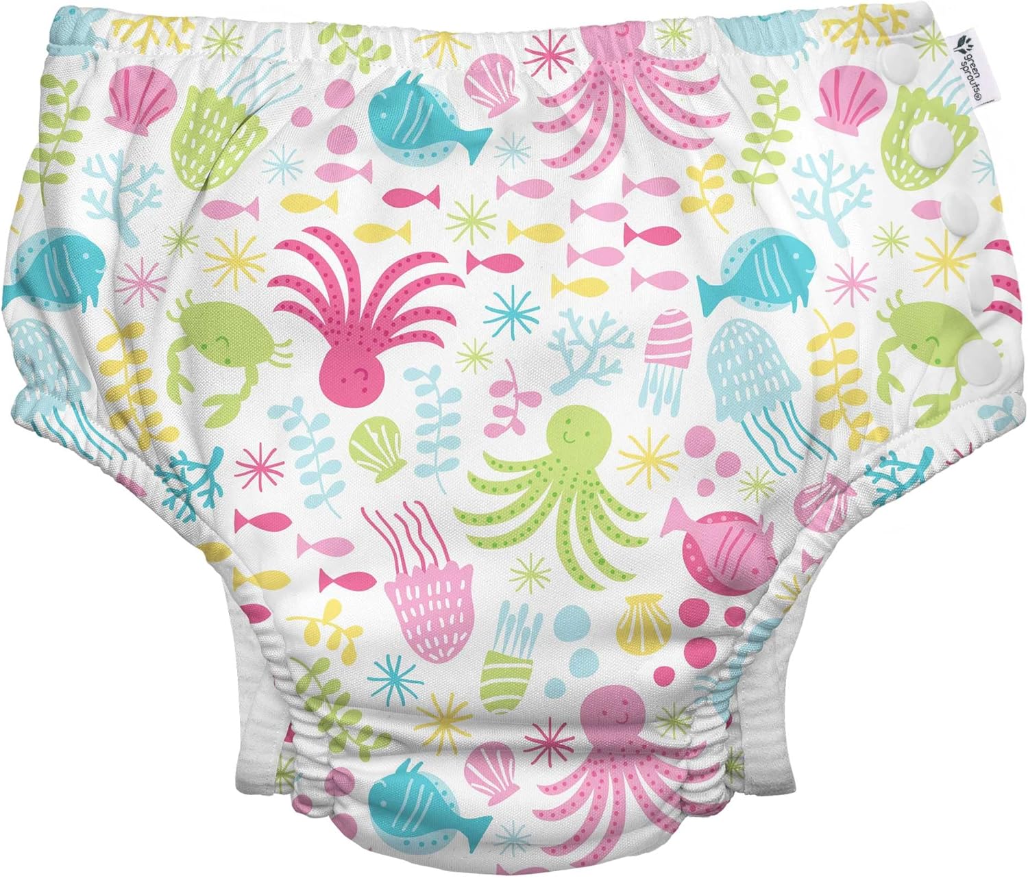 green sprouts Snap Reusable Absorbent Swimsuit Diaper, Light Pink Pinstripe, 24 Month