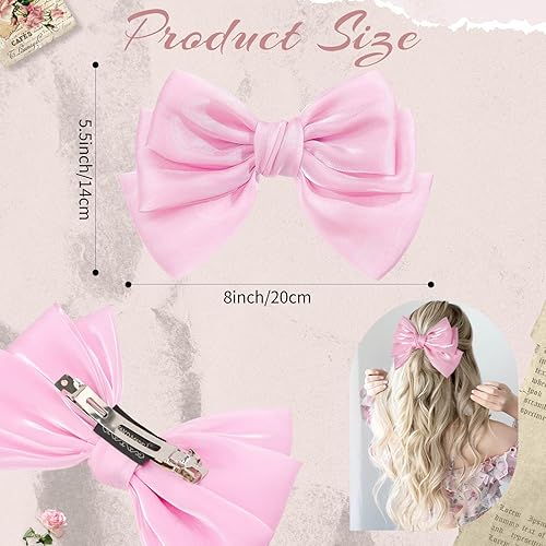 Miniatura 3 de 8 lazos grandes de tul en capas para mujeres y niñas, pasador de 8 pulgadas, pinzas para el cabello, lazos grandes de verano, accesorios para el