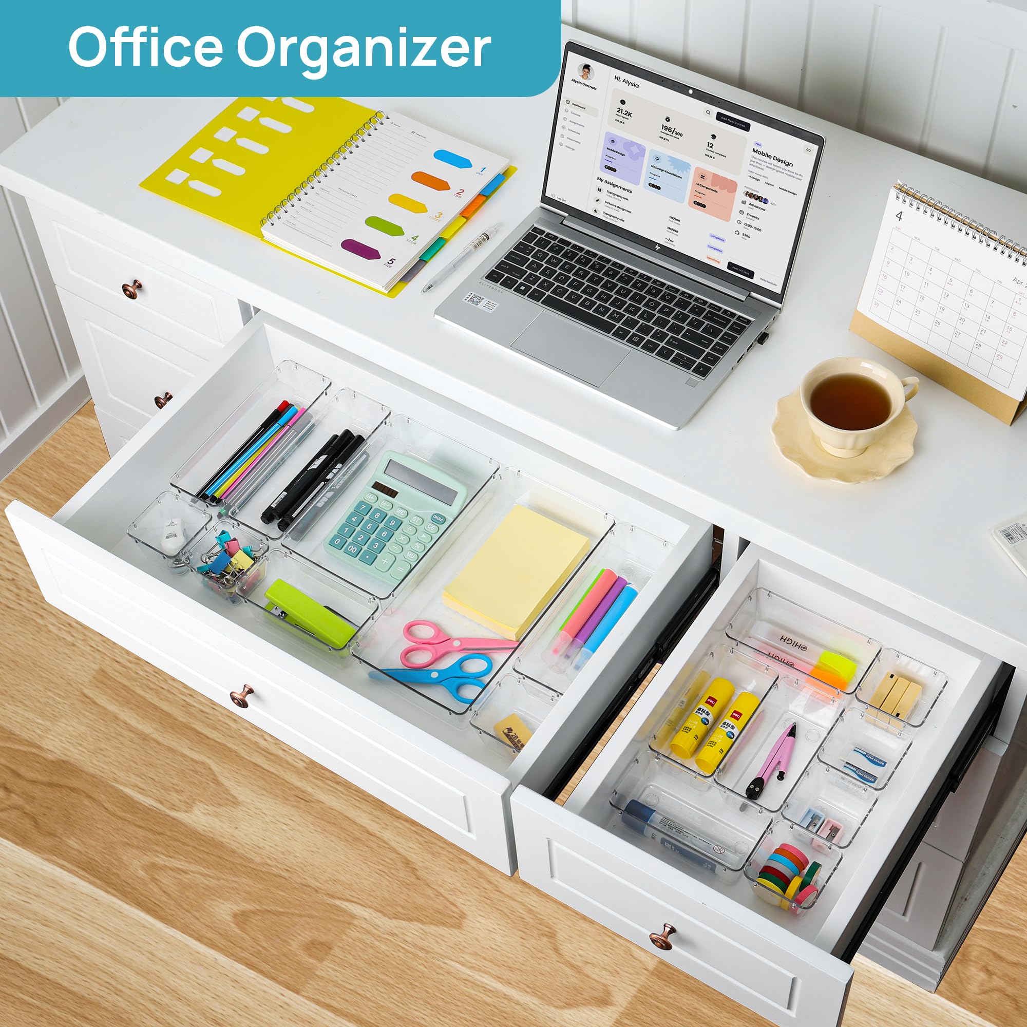 Vtopmart Set di 88 organizer per cassetti in plastica trasparente
