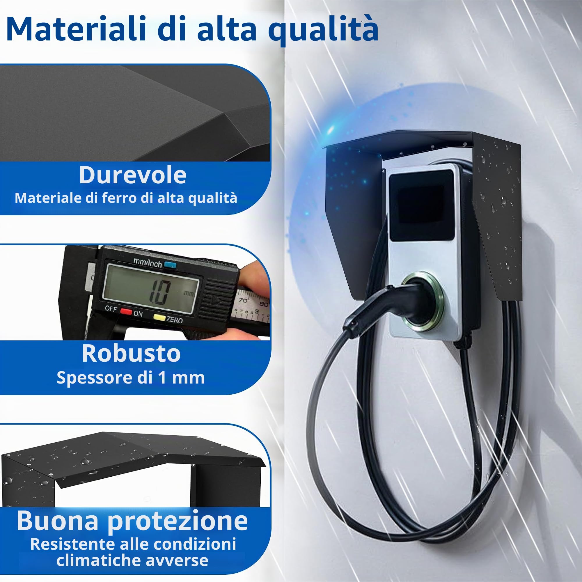 FIVMEN Wallbox, protezione dalle intemperie per auto, stazione di ricarica elettrica, protezione dalla pioggia, protezione dai raggi UV, accessorio per tetto, colonna di carica, 40 x 25 x 45,5 cm