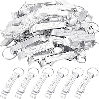 Dandat 100 Pcs Bottle Opener Keychain Bulk Thank You Wedding Favors for Guests Aluminum Wine Beer Opener Engraved Wedding ...