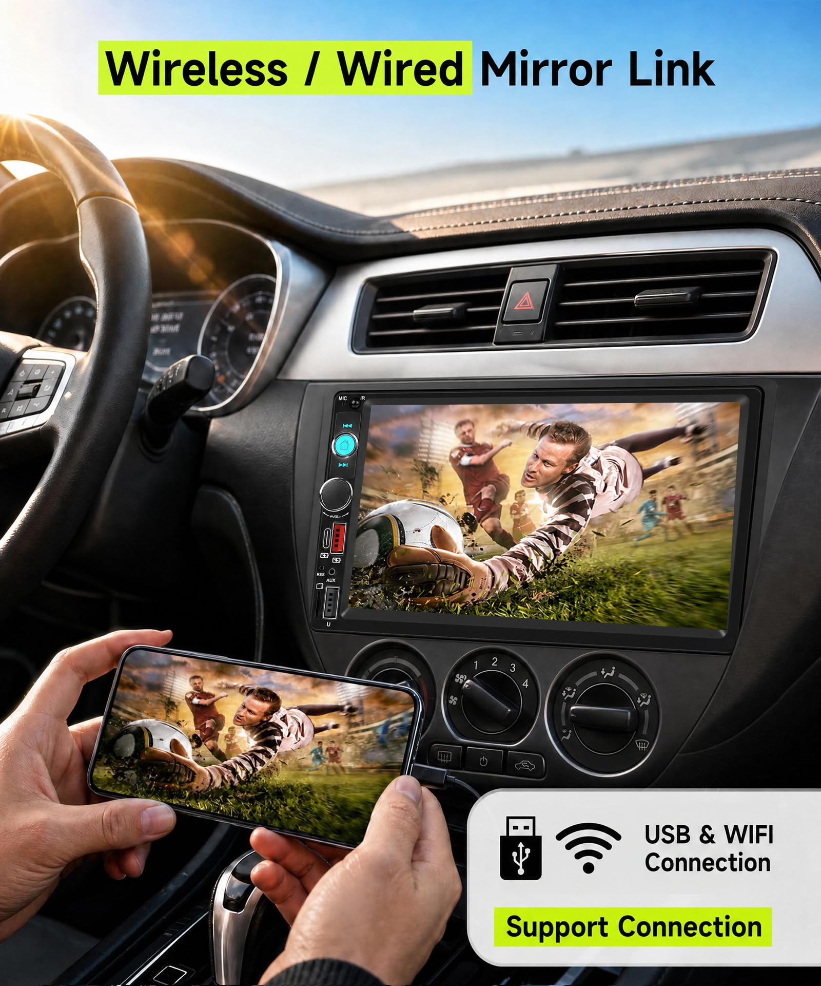 Rimoody Dab+/Dab Radio de Coche 2 DIN con Inalámbrico Carplay Android Auto Bluetooth FM/Am/RDS Radio, 7 Pulgadas Touchscreen Radio Mirror Link EQ/USB/Type C/AUX Control del Volante Cámara Trasera