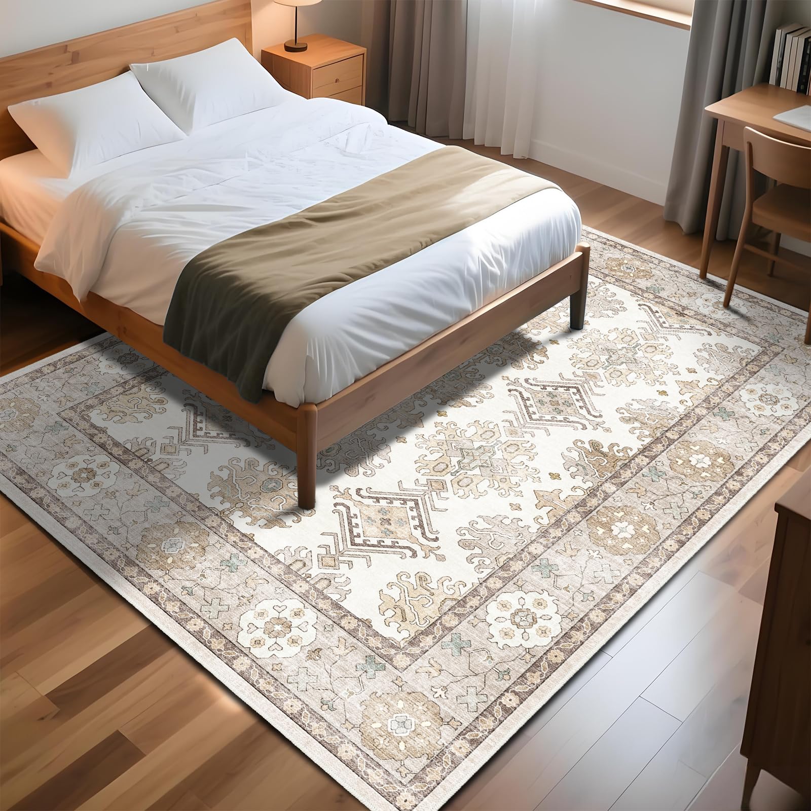 Amazon | FORTSEA 洗える ラグマット 3畳 200×250cm ペルシャ風 幾何学