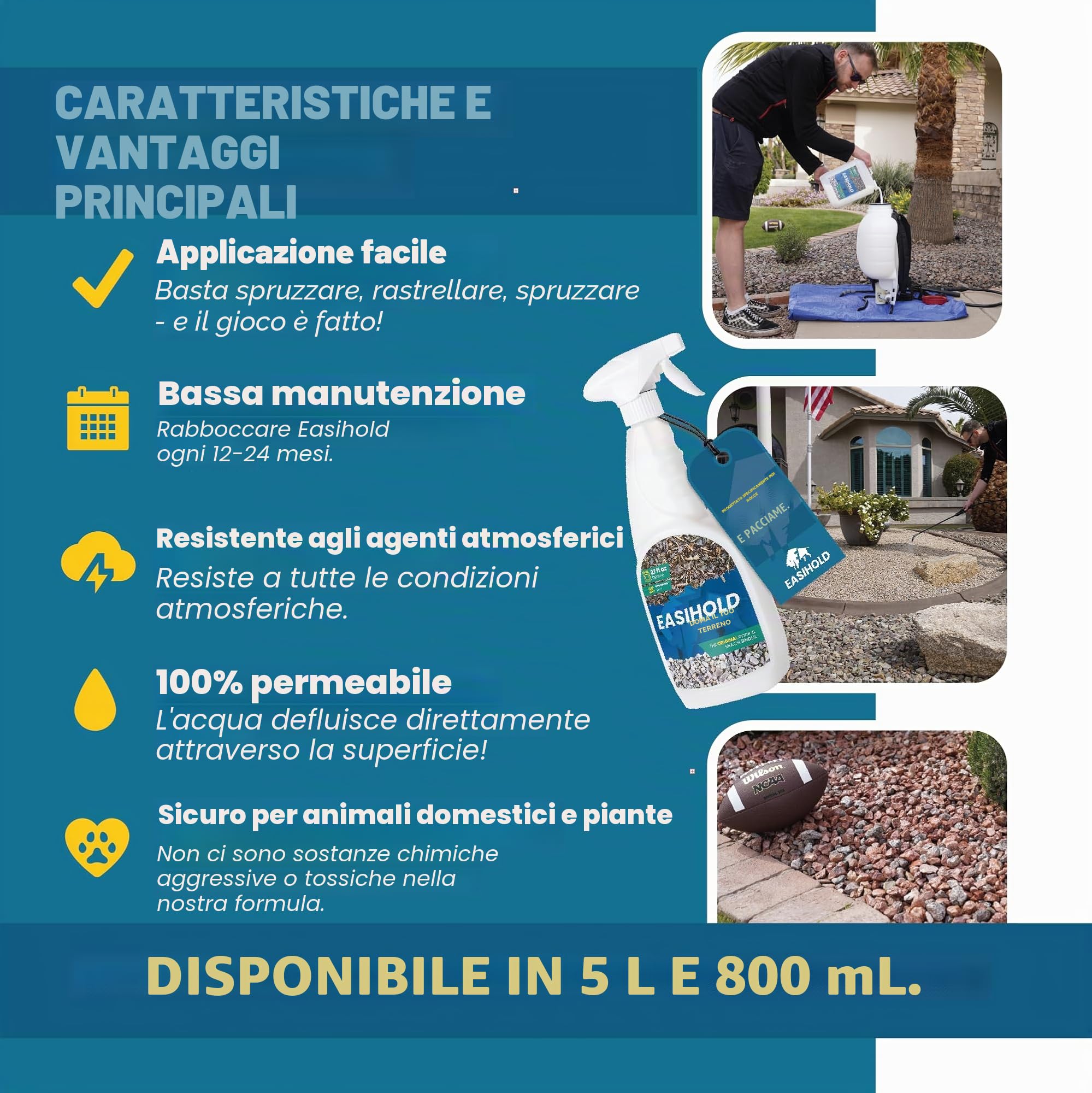 Easihold Rocks - Legante per fissaggio di pietre staccate - 2,5 litri (colata/spruzzo/frullato manuale)