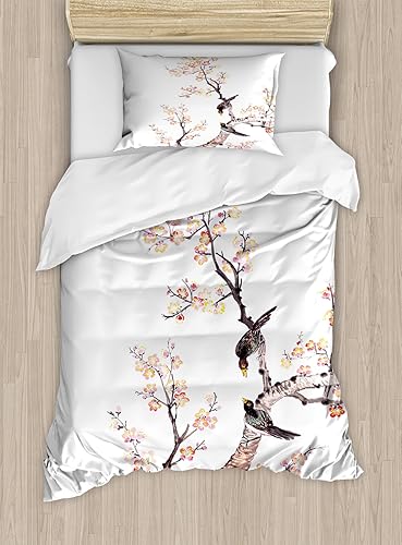 Miniatura 191 de Ambesonne Juego de funda de edredón de pesca, lubina de boca grande atrapando un bocado en espray de agua, imagen salvaje, juego de cama decorativo