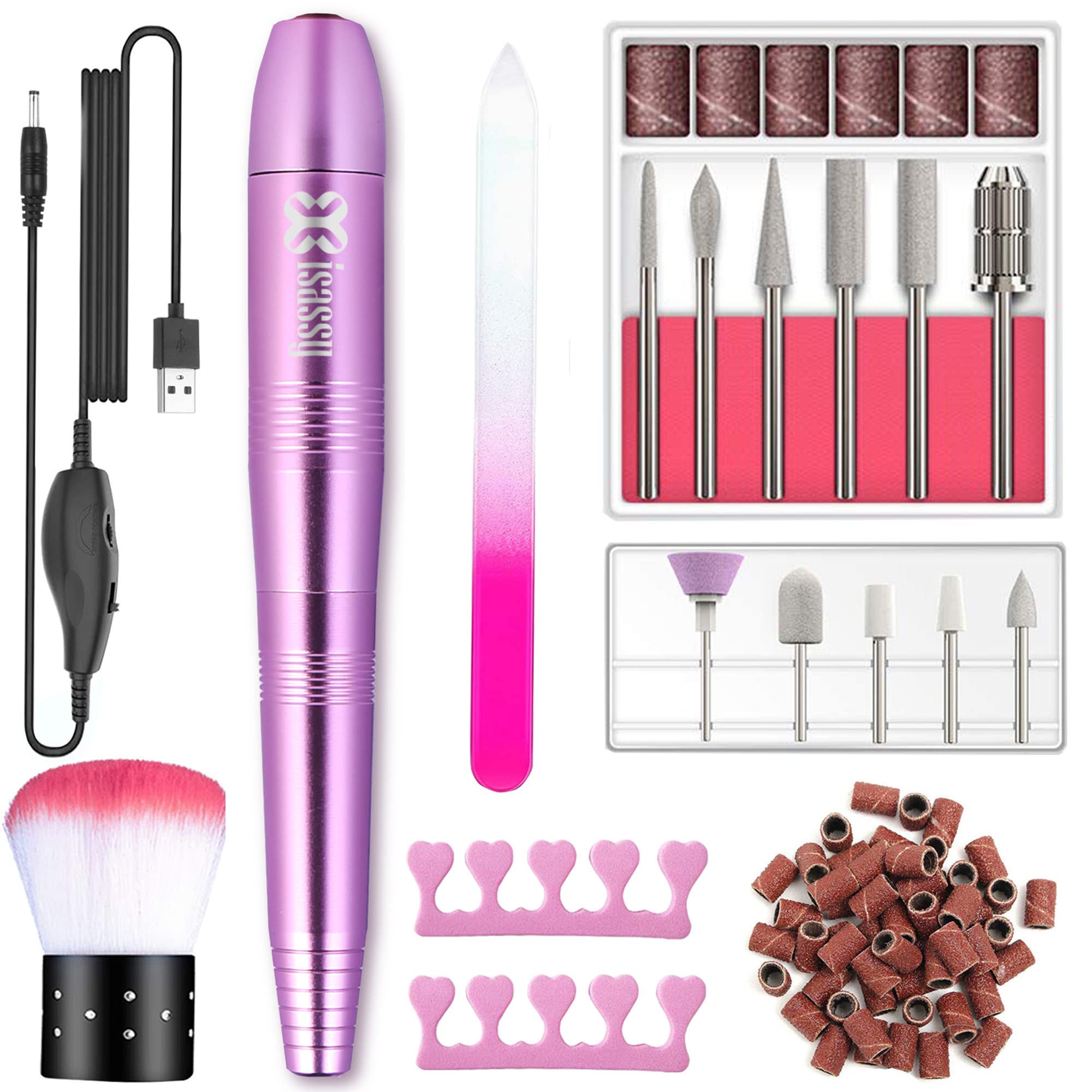 ISASSY Electric Nail Drill - Portable Nail Drill Machine