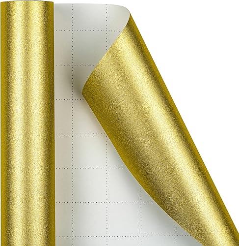 Miniatura 2 de WRAPAHOLIC Rollo de papel de regalo, dorado con purpurina brillante para cumpleaños, vacaciones, bodas, baby shower, 30 pulgadas x 16.5 pies