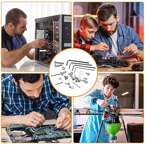 Miniatura 7 de Juego de 1225 tornillos y tuercas y arandelas planas M2 M3 M4 M5 con cabeza de zócalo de botón hexagonal (plateado, 1225)