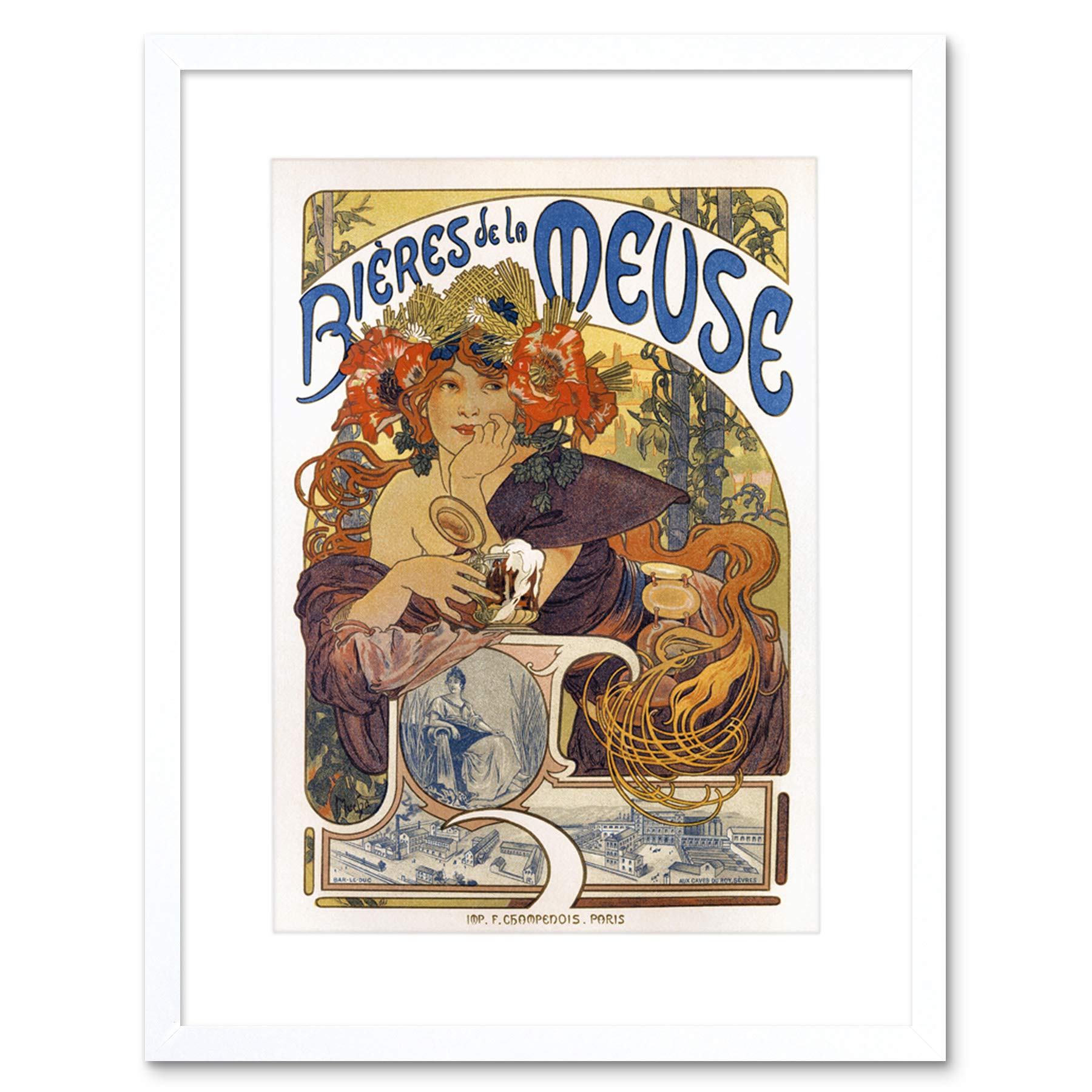 Wee Blue Coo Advert Beer Of The Meuse Paris France Vintage Framed Wall Art Print