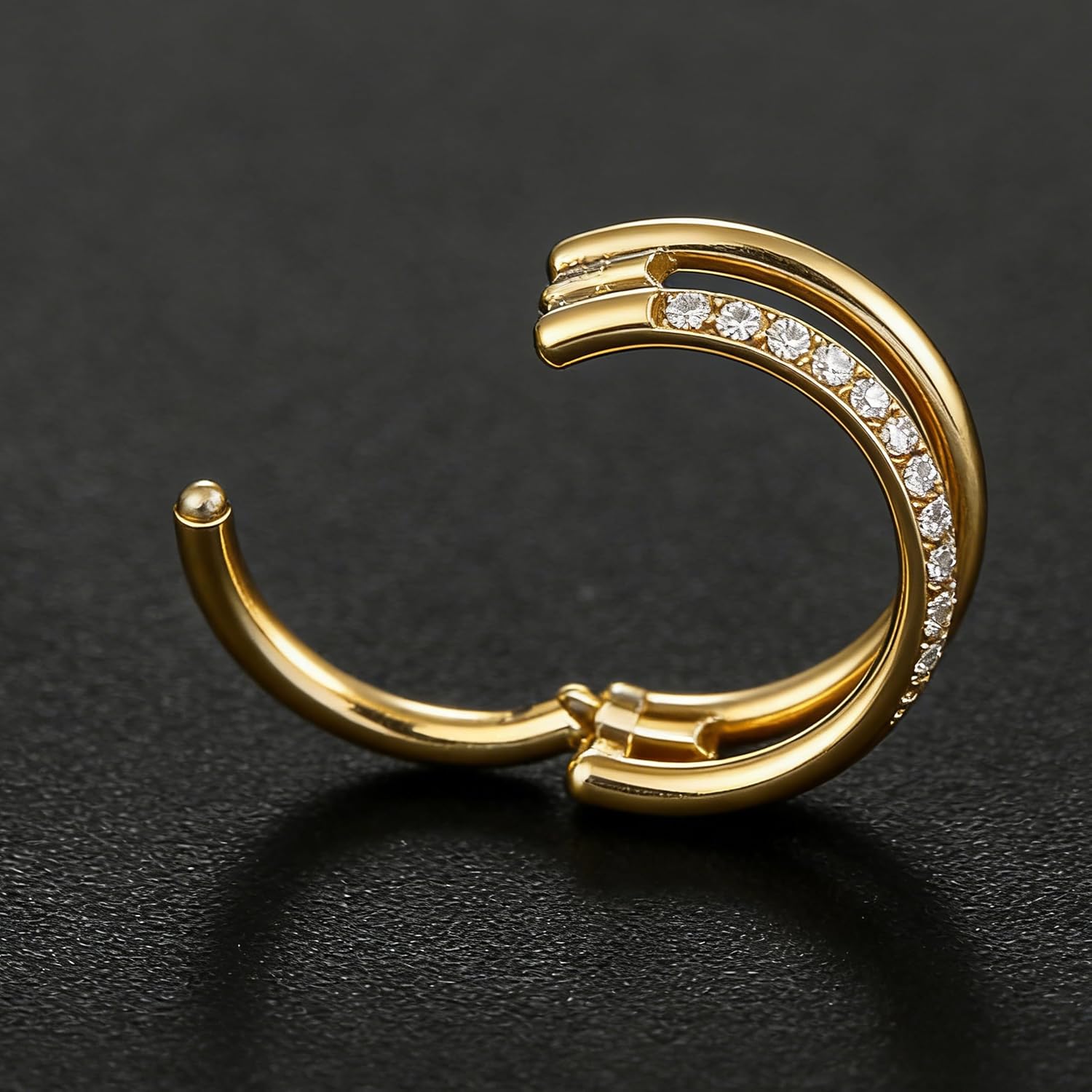 2PCS 16g 18g 6mm to12mm Double Hoop Nose Rings - Surgical Steel Cartilage Clicker Helix Conch Piercing Earrings with Cubic Zirconia for Women Men