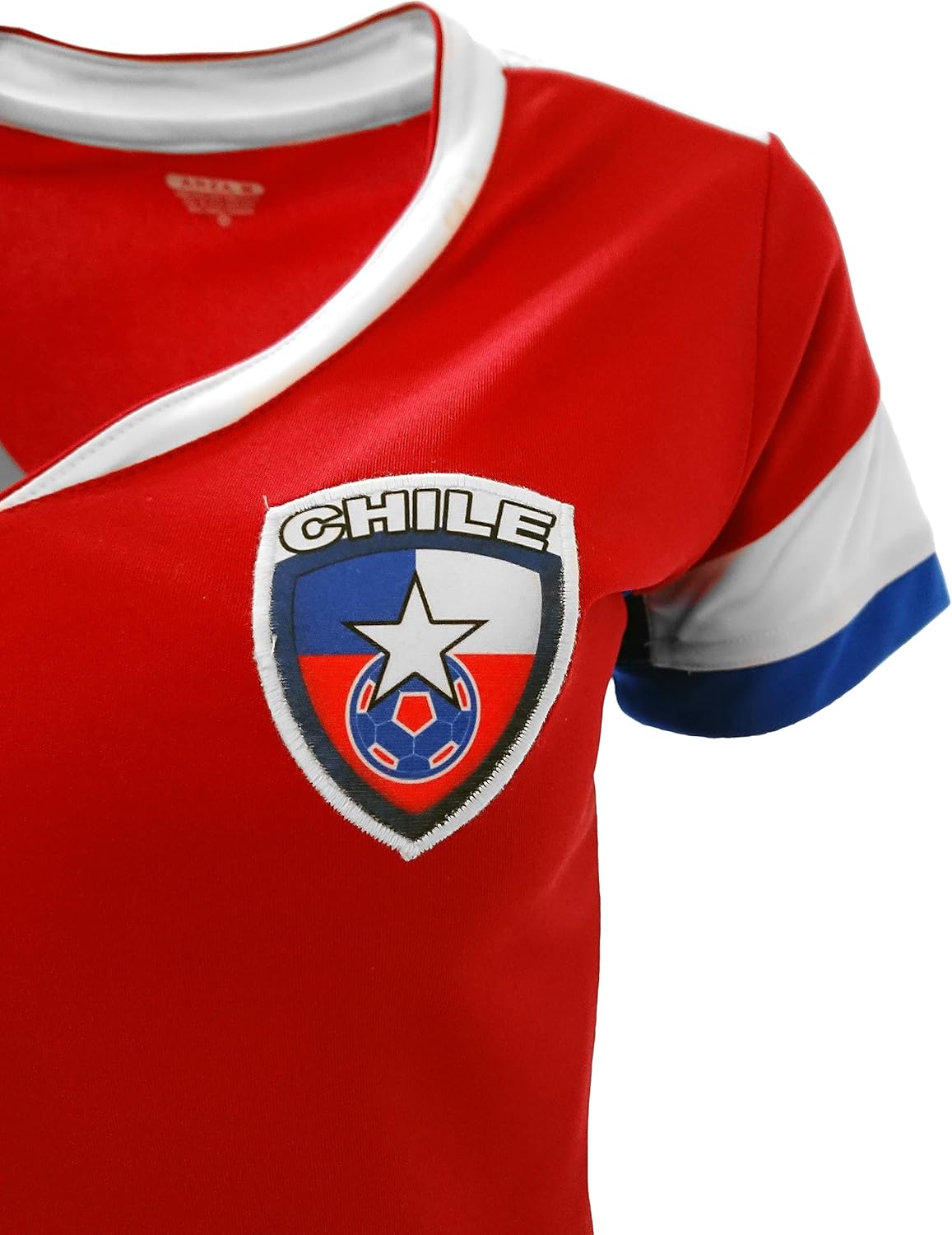 ARZA Women’s Chile Soccer Jersey - Red Slim Fit V-Neck, 100% Polyester - Image 2